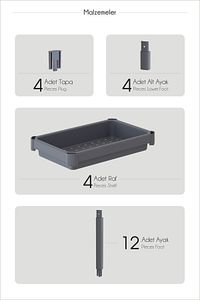 4 Katlı Banyo Raf Ünitesi Siyah Banyo Düzenleyici Şampuanlık Havluluk Dolap ürün fotoğrafı