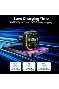 Bluetooth Araç Kiti Araç Fm Transmitter USB Type-C MP3 SD Kart Flash Için Uygun PD Çakmaklık Girişli ürün fotoğrafı