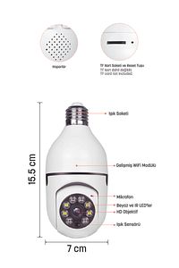 Kbaby-93 Hareket Sensörlü, Gece Görüşlü Ampul Tipi Ip Kamera ürün fotoğrafı