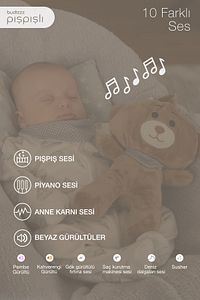 Budizzz Beyaz Gürültü Cihazı | Bebek Uyku Arkadaşı Kırmızı Fular Ayıcık ürün fotoğrafı