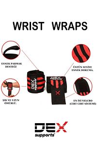 Wrist Wraps - Spor Bilek Desteği 2'li Paket Kırmızı Siyah ürün fotoğrafı