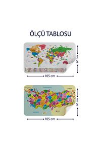 Eğitici Öğretici Dünya Ve Türkiye Haritası Çocuk Odası Duvar Sticker-3885 ürün fotoğrafı