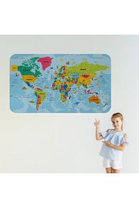 Türkçe Eğitici Ülke Ve Başkent Okyanus Detaylı Atlası Dekoratif Dünya Haritası Duvar Sticker-3865 ürün fotoğrafı