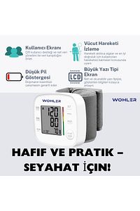 Bilekten Ölçer Dijital Tansiyon Aleti , Nabız Ölçer , 2 X 120 Ölçüm Hafıza , Saklama Kutulu ürün fotoğrafı