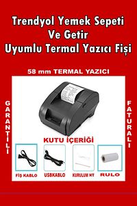 Termal Makbuz Yazıcı Adisyon Yazıcısı Getir Yemek Sepeti Fiş Yazıcı ürün fotoğrafı