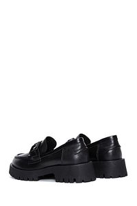 Kadın Siyah Deri Maskülen Loafer 24WFD180118 ürün fotoğrafı