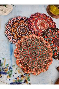 4 Adet Ahşap Otantik Çini Desenli Renkli Nihale15cm ürün fotoğrafı