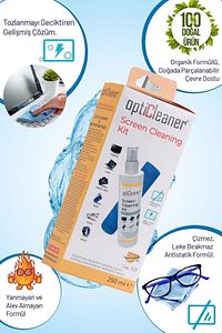 Ekran Temizleme Seti 250 ml (MİKROFİBER BEZ HEDİYE) Laptop, Tablet, Tv, Telefon, Gözlük, Kamera ürün fotoğrafı