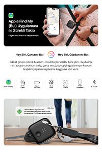 Airtag Akıllı Bluetooth Takip Cihazı Apple Find My App Ile Konum, Eşya Bulucu Siyah Tag X6602 ürün fotoğrafı