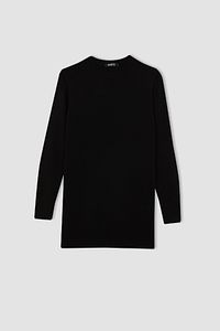 Regular Fit Bisiklet Yaka Yırtmaçlı Basic Düz Triko Kazak Tunik H3431az23wn ürün fotoğrafı