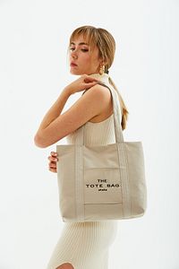 Krem U46 Çıt Çıt Kapatmalı Ön Cep Detaylı Tote Bag Işlemeli Kanvas Kadın Kol Ve Omuz Çantası U:30 E: ürün fotoğrafı