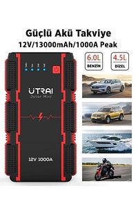 Jstar Mini 13000mah 1000a Jump Starter Taşınabilir Akü Takviye Cihazı Lcd Ekran(POWERBANK LED LAMBA) ürün fotoğrafı