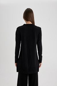 Regular Fit Bisiklet Yaka Yırtmaçlı Basic Düz Triko Kazak Tunik H3431az24au ürün fotoğrafı