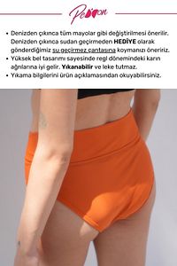 Regl Dönemine Özel Konforlu Pedkini Mayo Altı Süper Emici Yüksek Bel Bikini Altı Turuncu Regl Mayosu ürün fotoğrafı