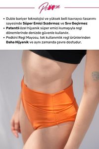 Regl Dönemine Özel Konforlu Pedkini Mayo Altı Süper Emici Yüksek Bel Bikini Altı Turuncu Regl Mayosu ürün fotoğrafı
