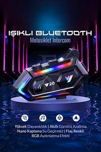 RGB Işıklı Bluetooth Motosiklet İntercom Kask kulaklık BT5.3 Stereo Su Geçirmez Kulaklık ürün fotoğrafı
