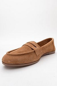 F02 Toprak Süet Hakiki Deri Kadın Loafer Ayakkabı ürün fotoğrafı