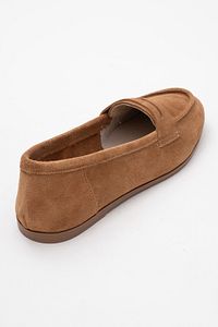 F02 Toprak Süet Hakiki Deri Kadın Loafer Ayakkabı ürün fotoğrafı