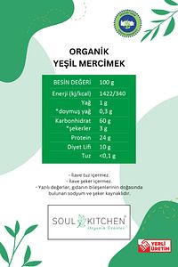 Organik Yeşil Mercimek 750gr ürün fotoğrafı