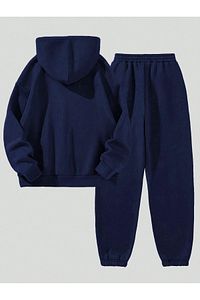 California Yazılı Eşofman Takımı Sweatshirt Jogger - Lacivert Baskılı Oversize Şardonlu Kapüşonlu ürün fotoğrafı