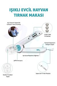 Işıklı Kedi Köpek Tırnak Makası Pet Evcil Hayvanları Için Korumalı Led'li Törpülü Tırnak Makası ürün fotoğrafı