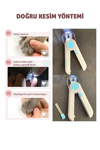 Işıklı Kedi Köpek Tırnak Makası Pet Evcil Hayvanları Için Korumalı Led'li Törpülü Tırnak Makası ürün fotoğrafı