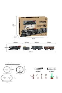 Buharlı Işıklı Ve Sesli Tren Seti 30 Parça Vagon Oyuncak ürün fotoğrafı
