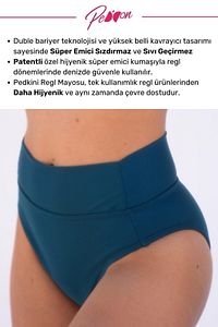 Regl Dönemine Özel Konforlu Pedkini Mayo Altı Süper Emici Yüksek Bel Bikini Altı Yeşil Regl Mayosu ürün fotoğrafı