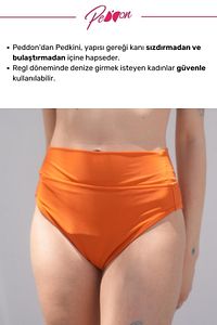 Regl Dönemine Özel Konforlu Pedkini Mayo Altı Süper Emici Yüksek Bel Bikini Altı Turuncu Regl Mayosu ürün fotoğrafı
