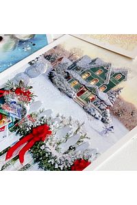 6lı Simli Kartpostal Seti, Yılbaşı, Kardan Adam ürün fotoğrafı