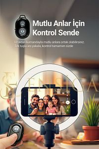 Kumandalı Youtuber Tiktok Çekim Işıklı Telefon Tutucu Makyaj Işığı Ring Light 10 Inç + 2.1 M Tripod ürün fotoğrafı