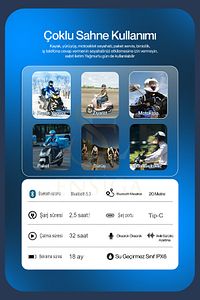 2 Intercom Bağlantılı Su Geçirmez Motosiklet Kask Bluetooth 5.3 300m Intercoom 2.000mah ürün fotoğrafı