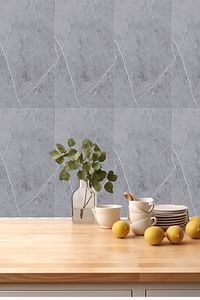 30x60 Cm Açık Gri Mermer Desenli Kendinden Yapışkanlı Seramik Köpük Banyo PVC Duvar Paneli ürün fotoğrafı
