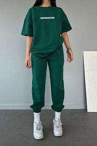 Thatssofetch T-shirt Eşofman Altı Jogger - Yeşil Baskı Alt Üst Eşofman Takımı Oversize Bisiklet Yak ürün fotoğrafı