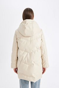 Su İtici Uzun Şişme Mont Parka Isı Yalıtımlı Kapitoneli Kapüşonlu Puffer A0873AX24WN ürün fotoğrafı