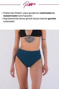 Regl Dönemine Özel Konforlu Pedkini Mayo Altı Süper Emici Yüksek Bel Bikini Altı Yeşil Regl Mayosu ürün fotoğrafı