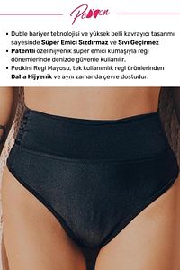 Regl Dönemine Özel Konforlu Pedkini Mayo Altı Süper Emici Yüksek Bel Bikini Altı Siyah Regl Mayosu ürün fotoğrafı