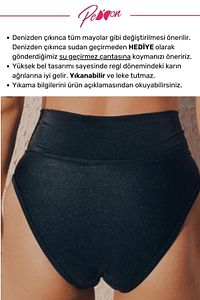 Regl Dönemine Özel Konforlu Pedkini Mayo Altı Süper Emici Yüksek Bel Bikini Altı Siyah Regl Mayosu ürün fotoğrafı