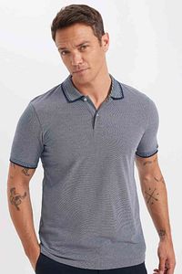 Slim Fit Kıvrılmaz Polo Yaka Kol Bantlı Pamuklu Tişört D0033axns ürün fotoğrafı