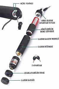 Şarjlı Turbo Yeşil Lazer Pointer Kibrit Yakabilen 15000 Mv Güç 150km Metal Kasa Green Laser ürün fotoğrafı