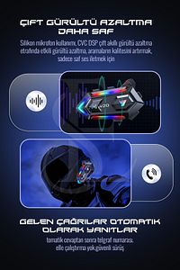 RGB Işıklı Bluetooth Motosiklet İntercom Kask kulaklık BT5.3 Stereo Su Geçirmez Kulaklık ürün fotoğrafı