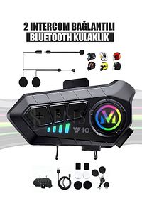 2 Intercom Bağlantılı Su Geçirmez Motosiklet Kask Bluetooth 5.3 300m Intercoom 2.000mah ürün fotoğrafı