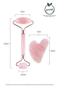 Pembe Kuvars Face Roller Ve Kalp Gua Sha Yüz Masaj Aleti Seti Değerli Doğaltaş Sertifikalı ürün fotoğrafı