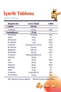 Focus Fosfatidilserin, L-arjinin, Multivitamin Ve Multimineral Şurup 150 ml - Portakal Ve Vanilya ürün fotoğrafı