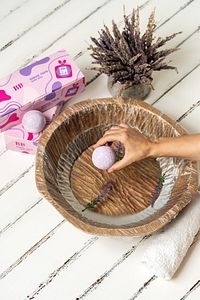 Bathbox 3'lü Banyo Topu Ve Nem Bombası Jakuzi Küvet Manikür Topu Seti 130g Dev Boy- Lavanta ürün fotoğrafı