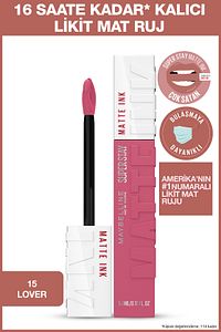 Super Stay Matte Ink Likit Mat Ruj - 15 Lover - Pembe ürün fotoğrafı