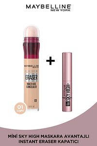 Instant Anti Age Eraser Kapatıcı 01 Light + Mini Sky High Maskara Makyaj Seti ürün fotoğrafı