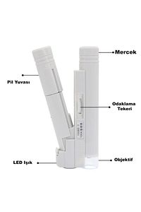 100x Mini Taşınabilir El Mikroskop Büyüteç Led Lamba Işığı ürün fotoğrafı