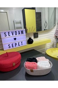 Gri Küçük Boy - Mini Havlu Sepeti, Dekoratif Sepet, Pamuk Ip, Kordon Ip ürün fotoğrafı