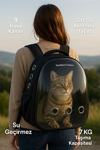 Kedi Taşıma Çantası Siyah El Ve Sırt Çantası 9hava Kanalı Kedi Taşıma Çantası File ürün fotoğrafı